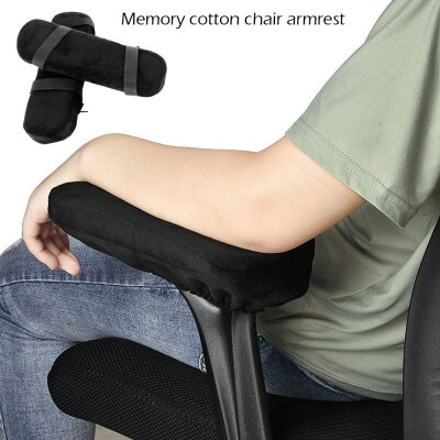 

Memory Cotton Anti-Slip Gripped Cushions Armrest Black Solid Oval Pads for Home Office Chair Modern Home Decor Hand Rests