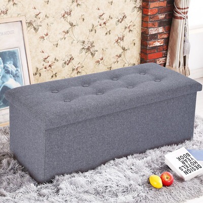 

Gobestart Linen Foldable Storage Stool Fabric Storage Ottoman Change Shoes Sofa Stool Gray