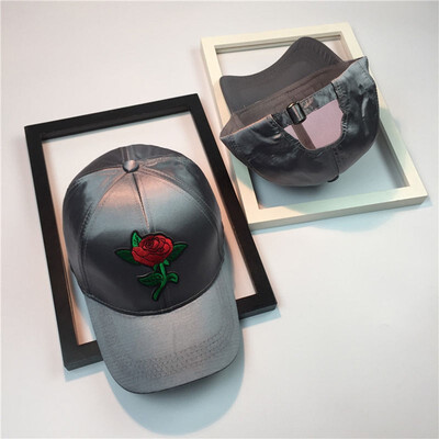 

Unisex Men Women Rose Embroidery Adjustable Baseball Cap Hip Hop Hat Cool boy
