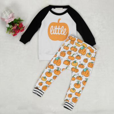 

Cute Newborn Baby Boys Kids Pumpkin T-shirt TopLong Pants Outfit Clothes Set 70