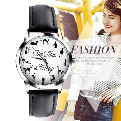 

Women Watches Gift Fashion Cat Pattern Ladies Girls Quartz Wrist Watch Leather Band Clock Reloj Mujer 2018 F