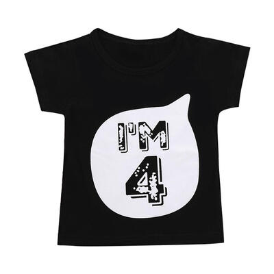 

Boys Girls Short Sleeve T-shirt Summer Cute Baby Birthday Number Print Tees
