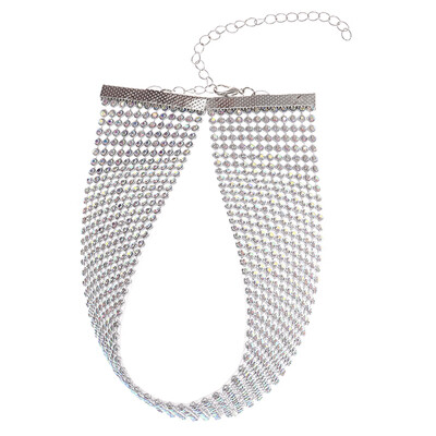 

2019 Crystal Rhinestone Choker Necklace Women Wedding Accessories Silver Chain Punk Gothic Chokers Jewelry Collier Femme