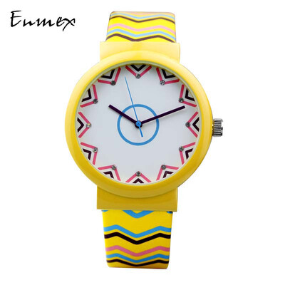 

Enmex Creative Design of Color geometric patterns colorful Girls watches&watches during the Translation of Holiday gifts