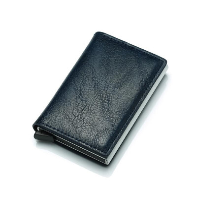 

PU Leather Credit Holder Business Money Cash Card Package RFID Wallet Automatic Aluminum Alloy Card Case Men Bag