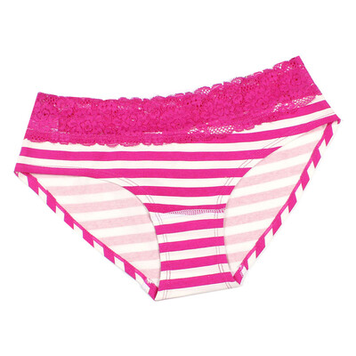 

Toponeto Women Sexy Lace Briefs Stitching Stripe Print Lingerie Underwear