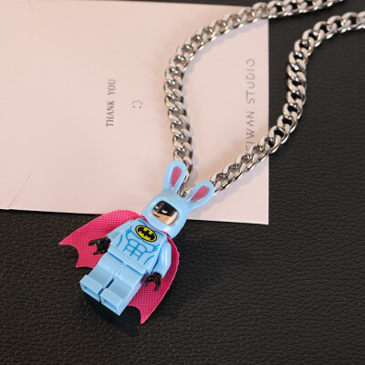 

Plastic Building Blocks Figures Titanium Steel Couple Pendant Necklaces Personality Creative Pendant Couple Christmas Gifts