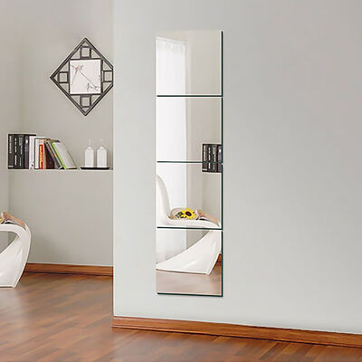 

Mirrors Self Adhesive Wall Stickers Tiles Square Home Decals Decor Reflection Wall Paper