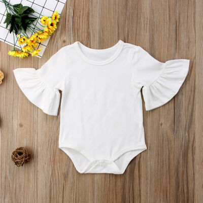 

Newborn Baby Girl Clothes Flared Sleeve Romper Jumpsuit Cotton Outfits