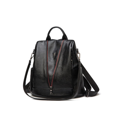 

Backpack female 2019 new wave soft leather fashion anti-theft Korean version of the simple wild large capacity dual-use student backpack