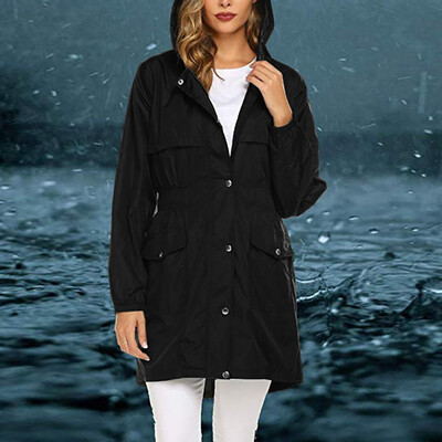 

〖Follure〗Women Solid Rain Jacket Outdoor Hoodie Waterproof Hooded Raincoat Windproof Tops
