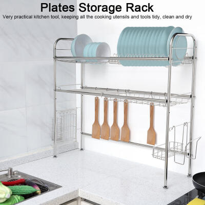 

Greensen Stainless Steel Plates Bowls Storage Rack Dishes Drying Shelf Cooking Utensils Holder Organizer