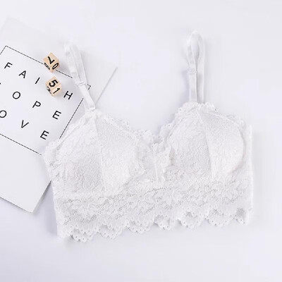 

Fashion Women Bralette Bra Female Tops Embroidery Female Sheer Lace Strap Breathable Wrapped Chest Floral Wireless Underwear Padde