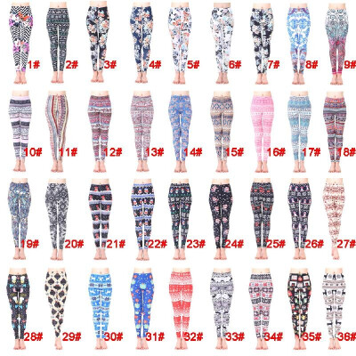 

Autumn Women Warm Leggings Christmas Printed Slim Trousers High Waist Vintage Fitness Capris Pants