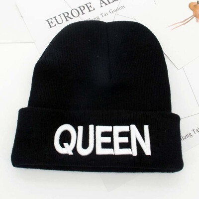 

Men Women Hip Hop Warm Winter Beanie Knit Caps King Queen Cap Couple Hat Unisex