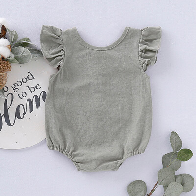 

Newborn Infant Baby Girl Sleeveless Solid Romper Bodysuit Clothes Outfits