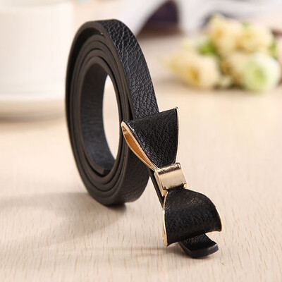 

WomenS Fashion Cute Sweet Candy Colors Bow Knot Pu Leather Thin Skinny Waistband Belt