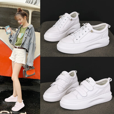 

The first layer of leather white shoes female muffin thick-soled leather shoes autumn new Korean v