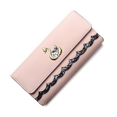

Ladies Hand-held PU Wallet Women Zipper Swan Long Section Wallet Large Capacity Money Clip Purse Phone Bag