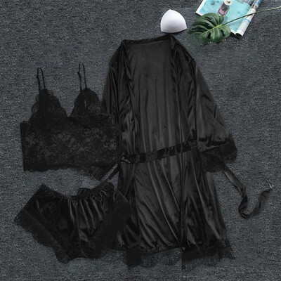 

Gobestart Women Sexy Lace Lingerie Nightwear Underwear Sleepwear Dress 3PC SEet