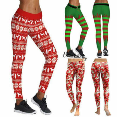 

Womens Yoga Pants Xmas Christmas Santa Claus Snowman Fitness Gym Sports Leggings
