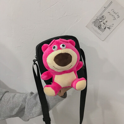 

2019 new fashion personality Messenger bag casual simple wild shoulder bag cartoon cute bear canvas bag