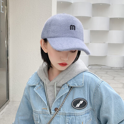

Hat female winter Korean wave embroidery baseball cap casual Joker autumn plush padded fashion couple Cap
