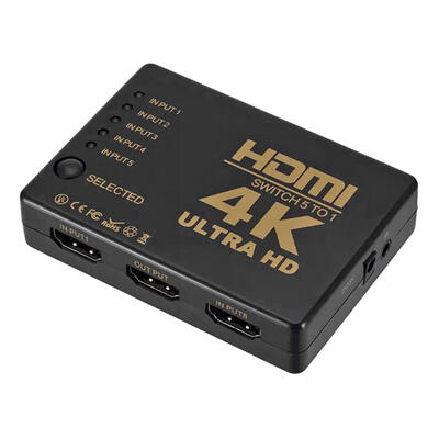 

HDMI Switcher 4K HD 1080P 5 Port Selector Splitter with IR Remote Control