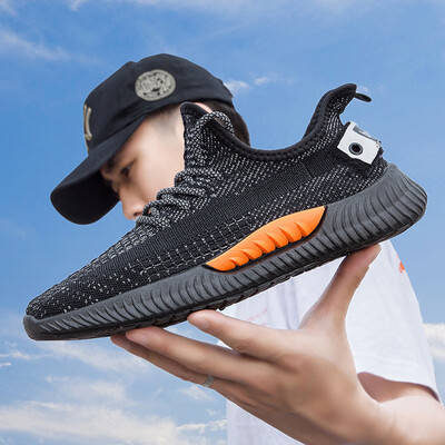 

Mens shoes fashion sneakers running shoes breathable mesh shoes flying woven mesh tide luminous shoes