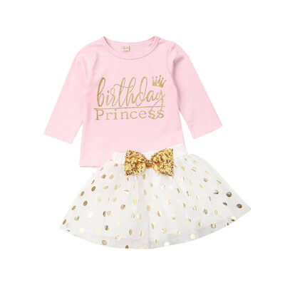 

Newborn Toddler Baby Girl Birthday Clothes Tops RomperBow Tutu Dress Outfit Set