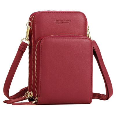 

Fashion Women Solid Color Faux Leather Card Phone Holder Crossbody Shoulder Bag