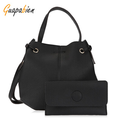 

Guapabien Solid Color Women Shoulder Tote Bucket Bag with Clutch Pocket