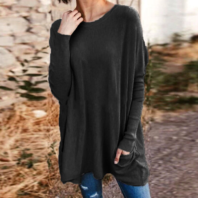 

Women Long Sleeve Loose Fit Tee Shirts Round Neck Tops Plus Size Winter Pullover