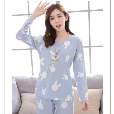 

Spring Autumn Long Sleeves Cute Rabbit Pajamas Women Sleeping Suit Long Sleeve Rabbit Pattern Homeware