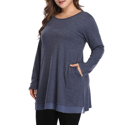

Roseonmyhand Women Plus Size Casual Shirt Graceful Lace Tunic Long Loose Fit Top