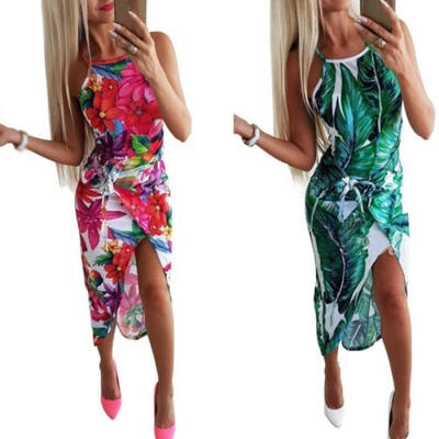 

Womens Boho Floral Mini Maxi Dress Fashion Asymmetrical Party Beach Sundress