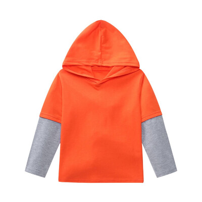 

Children Kid Boys Girls Solid Patch Hooded Pullover Tops Outfits Casaul Clothes