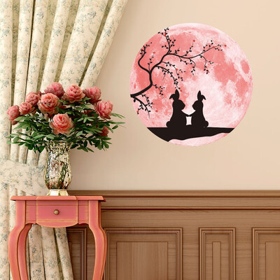 

Toponeto Pink Love Luminous Moon Removable Wall Sticker Home Wedding Decoration