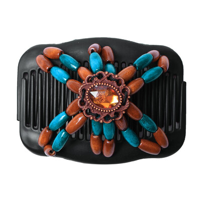 

〖Follure〗Women Magic Acrylic Vintage Hair Comb Double Clips Wooden Hair Slide