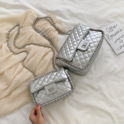 

Qiao Bani 2019 European&American style fashion simple solid color rhombic chain bag street shoot trend single shoulder diagonal handbag