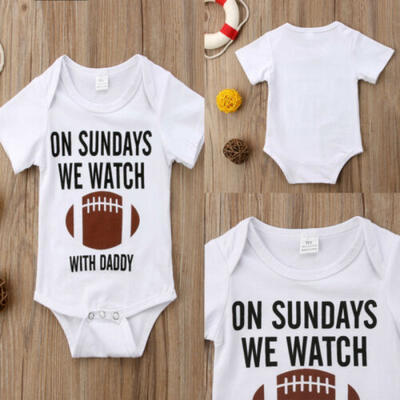 

2019 Newborn Baby Boy Football Cotton Romper Jumpsuit Outfits Short Sleeve Cloth