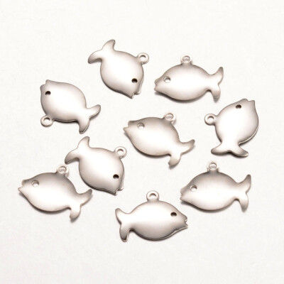 

316 Stainless Steel Pendants Fish Stainless Steel Color 11x14x05mm Hole 1mm