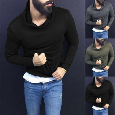 

Mens Turtle Neck Long Sleeve T-Shirt Pullover Slim Fit Casual Tops Tee Blouse