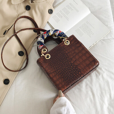 

Female bag 2019 new Kelly bag fashion crocodile pattern handbag high-quality Messenger bag wild ins shoulder bag