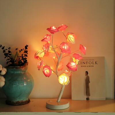 

Siaonvr 24LED Pink White Rose Tree Light 197Inch Home Decoration Holiday Gift