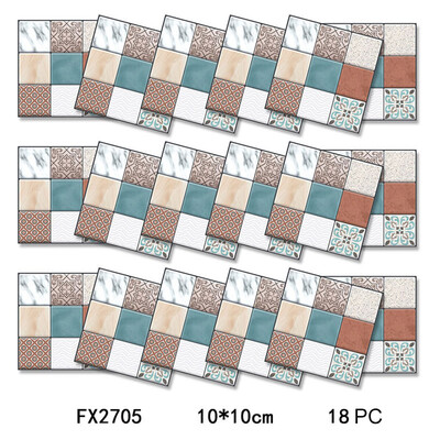 

〖Follure〗18PCS 3D Self-adhesive Wall Stickers Simulation European Geometric Tile Stickers