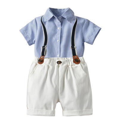 

Summer Children Clothes Sets Kids Boys Bow Tie T-ShirtSuspender Pants Suit