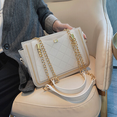 

Female bag new fashion tide Korean version of the embroidered line rhombic chain bag slung simple atmospheric shoulder b