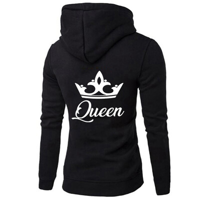 

New Men And Women Lovers Sweatshirt Cool Couple Letter Printed King And Queen Hooded Sweatshirt Pullover Tops Lovers Gifts