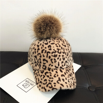 

Hat Womens winter Plush cap casual cap personality fashion leopard curve eaves hip hop hat